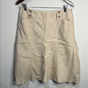 Ann Taylor Khaki Linen A-Line Short Skirt Size 10